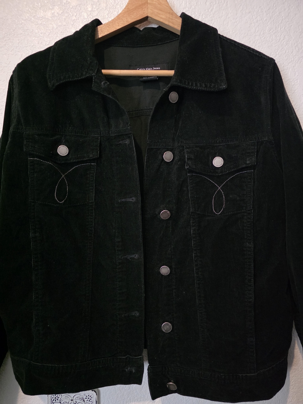 2000s Calvin Klein Jeans Black Corduroy Button-Front Jacket